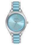 French Connection 3 Hands Blue Round Dial Stainless Steel & Acrylic Strap Casual Premium Sunray Feature Wrist Watch for Women – FCB9USM