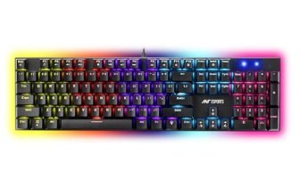 Ant Esports Scorpion MK30 Wired Mechanical Gaming Keyboard, RGB 104 Keys Ultra-Slim LED Backlit USB Wired Keyboard with Red Switch, Durable Abs Keycaps/Anti-Ghosting Keyboard for PC Mac Xbox Gamer