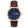 TIMEX Classics Analog Watch for Man with Blue Round Dial & Brown Leather Strap Band Water Resistant Men’s Wrist Watches – TW0TG6515