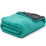 AM Safe-X Premium Microfiber Cleaning Cloth 1200 GSM 40x60cm Aqua Blue & Grey | Ultra Thick Dual-Sided Car Drying Towel | Super Absorbent, Lint-Free & Scratch-Free | Multipurpose Microfiber Cloth