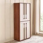 Home Centre | Shoji 4-Door Multipurpose Cabinet with Drawer | Engineered Wood | Brown | 1 Year Warranty