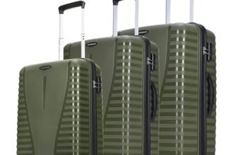 Aristocrat 3 Pc Airpro Set Cabin 55cm(Small) Check-in 66cm(Medium) Check-in 75cm(Large) 8 Wheels Spinner Trolley Bags, Hard Case Luggage, Lightweight Bag & Combination Lock|3 Years Warranty (Green)