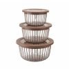 Amazon Brand – Solimo Better Home Linea Transparent Plastic Storage Bowls Food Grade Set of 3 (1.3L, 2.3L, 3.8L) | BPA-Free, Stackable Kitchen Containers with Lids, Brown