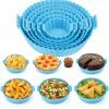 Clazkit Reusable Air Fryer Silicone Liners (6 PCS) | Non-Stick, Heat Resistant Baking Tray Inserts | Dishwasher Safe | Oil-Proof Airfryer Accessories | Multicolor