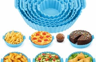 Clazkit Reusable Air Fryer Silicone Liners (6 PCS) | Non-Stick, Heat Resistant Baking Tray Inserts | Dishwasher Safe | Oil-Proof Airfryer Accessories | Multicolor