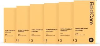 Bold Care Ultra Thin Climax Delay Lubricated – Natural Latex Condom(Set of 6, 60 Sheets)