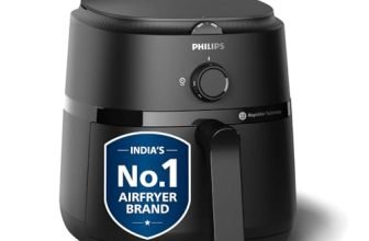 PHILIPS Air Fryer NA120/00, uses up to 90% less fat, 1500W, 4.2 Liter, with Rapid Air Technology (Black), Large