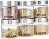 Amazon Brand – Solimo Plastic Storage Jar & Containers | Set of 6 | Steel Cap Jar Set | Air Tight & BPA Free | Multipurpose Jar Set | 200 ML | Silver, Transparent