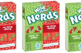 Nerds Wild Cherry and Watermelon Candy, Tiny Tangy Crunchy, No Artificial Flavours, Travel Pack, 46g, 3 Count, Product of USA from Decadent Foods