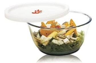 SignoraWare Borosilicate Glass Mixing Bowl with Lid & Steam release Knob | Microwave safe | Heat Resistant | Direct Fridge to Oven | Ideal for storing , Reheating & Serving (Clear | 500ml)