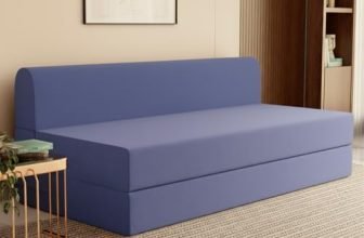 SleepyHug FoldPRO Sofa-Cum-Bed | 3-in-1 Convertible Sofa, Lounger & Bed | TouchSense Technology | HR Foam | Lightweight | 3-Seater | Double Bed | Without Pillow | Blue, 1-Year Warranty