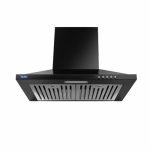 Glen Hood Aqua Plus 60cm Wall Mounted Pyramid Kitchen Chimney | 1000 m³/hr Suction | Baffle Filter | Push Button Control | LED Lights | 1 Year Comprehensive Warranty & 7 Year on Motor| Black |