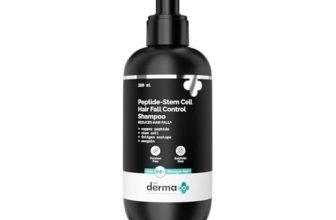 The Derma Co Peptide-Stem Cell Hair Fall Control Shampoo – 200 ml | 94% Stronger Hair* | Anti-Hair Fall Shampoo | Boosts Hair & Scalp Health | For Damaged Hair | Non Drying Formula | Sulphate Free | For Women & Men | For All Hair Types