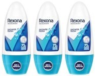 Rexona Shower Fresh Underarm Roll On Perfume For Women, Antiperspirant, Removes Odour, Keeps Skin Fresh & Clean, Alcohol Free, Skin Friendly, 50 Ml (Pack of 3)