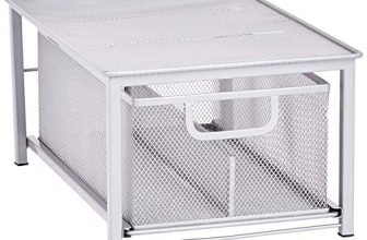 amazon basics Mesh Sliding Basket Drawer Storage Shelf Organizer, Silver, Stainless Steel