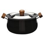 Wonderchef Ebony Hard Anodized Non-Stick Biryani Handi with Lid – 5L | Black, 1 Piece