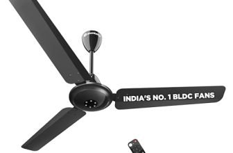 atomberg Efficio Alpha 1200mm BLDC Ceiling Fan with Remote Control | BEE 5 star Rated Energy Efficient Ceiling Fan | High Air Delivery with LED Indicators | 2 Year Warranty (Gloss Black)