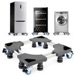 Jialto Adjustable Washing Machine Stand Trolley For Front & Top Load (8-15 Kg), Heavy Duty, Stainless Steel Double Pipe Base, 300 Kg Capacity, Anti-Vibration, 360° Swivel Wheels & Non-Slip Pads (Grey)
