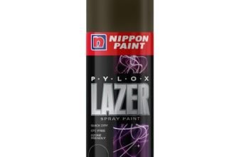 Nippon Paint Pylox 400Ml Matt Black Spray Paint-Quick Drying & Low Odor Aerosol Paint For Wood Metal Plastic Glass-Cfc-Free Multipurpose Diy Paint For Art Craft Furniture Home Decor Automotive