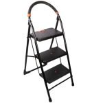 CIPLA PLAST 3 Step Ladder for Home Use | Extra Strong Heavy Duty | Heavy Duty Ladder for Home Use Alloy Steel | Multipurpose Ladder Foldable | (Black) Milano 3 Step (Medium)