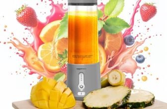 Amazon Basics Portable Hand Blender For Smoothies And Juices | Usb Rechargeable | 6 Stainless Steel Blades | 500 Ml Food Grade Jar | 1 Year Warranty | 2X2000 Mah Batteries (Grey)