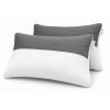 DALUCI Hollow Fiber Pillows Set of 2 Sleeping Pillow Adjustable Height | Soft Fluffy Bed Pillows for Sleeping | White & Grey | 27 x 16 Inches