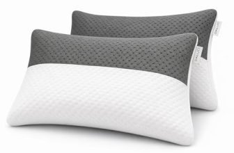 DALUCI Hollow Fiber Pillows Set of 2 Sleeping Pillow Adjustable Height | Soft Fluffy Bed Pillows for Sleeping | White & Grey | 27 x 16 Inches