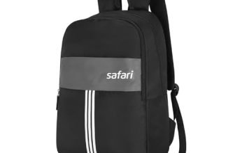 Safari Glint Casual Backpack, 2 Compartments, Bottle Pocket, Front Pocket, Padded Shoulder Straps, 32 Liter School Bag For Boys And Girls, College Bag, Color- Black