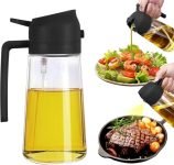 Misamo Enterprise Glass Oil Sprayer and Dispenser Bottle, 500ml Capacity, 2-in-1 Design, Black
