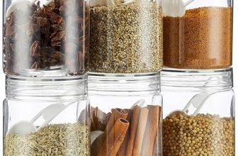 Homeor Plastic Storage Jar & Containers With Spoon, Airtight & BPA Free Containers for Kitchen Storage, Grocery Kitchen Container, Multipurpose Jar, Fridge Storage Container, 750 ML Set 6 Transparent