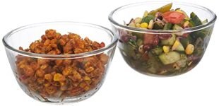 Amazon Brand – Solimo Borosilicate Round Glass/Mixing Bowl (Set of 2, 1100 ml) | Transparent