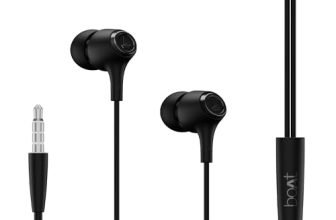 Boat Bassheads 95 Wired in Ear Phones,10Mm Drivers,Signature Sound,in-Line Microphone,Integrated Controls,Snug Fit,Lightweight,Voice Assistant,120Cm Cable & 3.5mm Jack (Active Black)