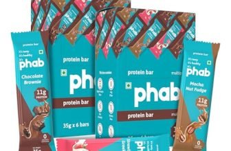 Phab Assorted Protein Bars (Chocolate, Mocha, Strawberry) 11G Protein, No Added Sugar | High Fibre, Trans Fat-Free & No Preservatives |Healthy & Tasty | Gmo Free (Pack Of 12 X 35G)