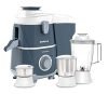 Havells Vitonica 500W Juicer Mixer Grinder 3 Stainless Steel Jars | Large Pulp Container | Foldable Juicing Spout| 2 Years Door Step Warranty By Havells (White & Light Blue)