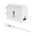 boAt 18W Power WCD QC3A Charger combo (Type C )(White, Cable Included)