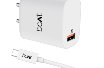 boAt 18W Power WCD QC3A Charger combo (Type C )(White, Cable Included)