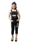 Fnocks Girls Casual Wear Slim Fit Trendy Blue Denim Dungaree Capri (Black, 5-6 Years)