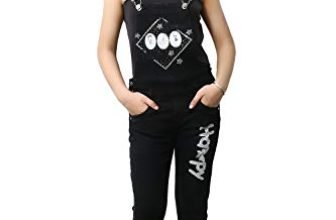 Fnocks Girls Casual Wear Slim Fit Trendy Blue Denim Dungaree Capri (Black, 5-6 Years)