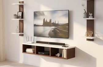 ESTANTERIA Tv Unit for Living Room 43 inch Engineered Wood Wall Mounted TV Entertainment Set Top Box Floating Stand with Shelves for Books Decorative Item Cabinet for Living Room, Bedroom (20DX73H)