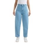 Women Blue Barrel Fit High Rise Jeans