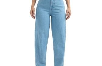 Women Blue Barrel Fit High Rise Jeans