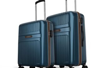 Aristocrat Atlas Set of 2 Trolley Bag 55cm & 66cm | Small+Medium | Hard Luggage | Smooth 8-Wheel Suitcase | Secure Combination Lock with Sturdy Zipper | Full Fabric Convipack | 3-Year Warranty (Teal)