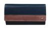 Calfnero Women’s Genuine Leather Wallet-Long Purse Wallet with Multiple Card Slots, Zip Pocket and Note Compartment (Blue)