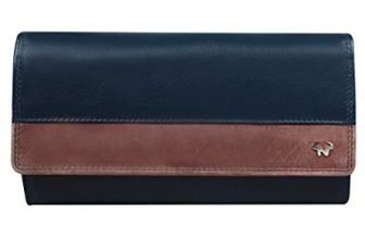 Calfnero Women’s Genuine Leather Wallet-Long Purse Wallet with Multiple Card Slots, Zip Pocket and Note Compartment (Blue)