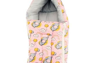 BUMTUM 0-6 Months New Born Baby Unisex Cotton Carry Bag/Sleeping Bag, 3 in 1 Baby Bed, Carry Nest for Infant, Elephant Print (Baby Pink)