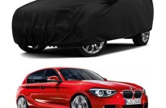 Sulfar 100% Water Resistant Car Body Cover Compatible with Mirror & Antenna Pockets for BMW 118 (Triple Stitched, Full Bottom Elastic, Black)