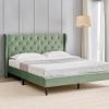 Home Centre | Helios Bravo Roxy Upholstered King Size Bed Without Storage | Engineered Wood | Green | 1 Year Warranty