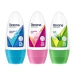 Rexona Women Underarm Roll-On Deodorant Combo Of 3 | Aloe Vera, Shower Fresh & Powder Dry Underarm Roll On (50Ml Each)