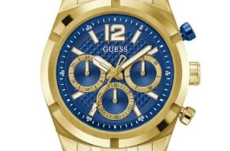 Guess Stainless Steel Analog Blue Dial Men’s Watch-Gw0714G2, Band Color-Gold