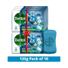Dettol 3X Icy Cool Bathing Soap for Men & Women, Face, Body & Hands, Combo for Summer(10 x 125 g)